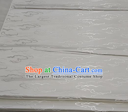 Chinese Traditional Tang Suit Royal Clouds Pattern White Brocade Satin Fabric Material Classical Silk Fabric