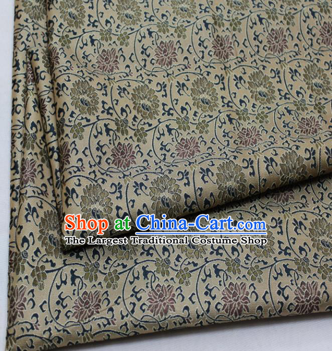 Chinese Traditional Fabric Royal Lotus Pattern Song Brocade Material Hanfu Classical Satin Silk Fabric