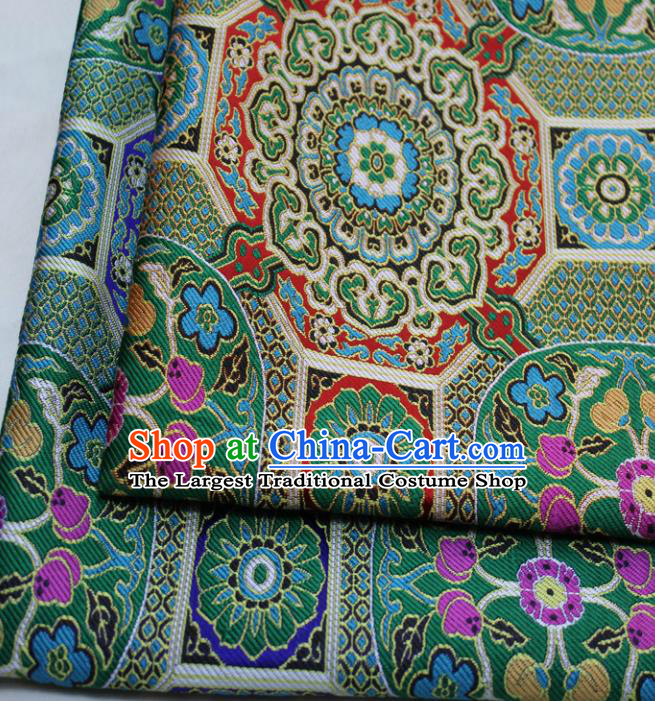 Chinese Traditional Tang Suit Fabric Royal Rosette Pattern Green Brocade Material Hanfu Classical Satin Silk Fabric