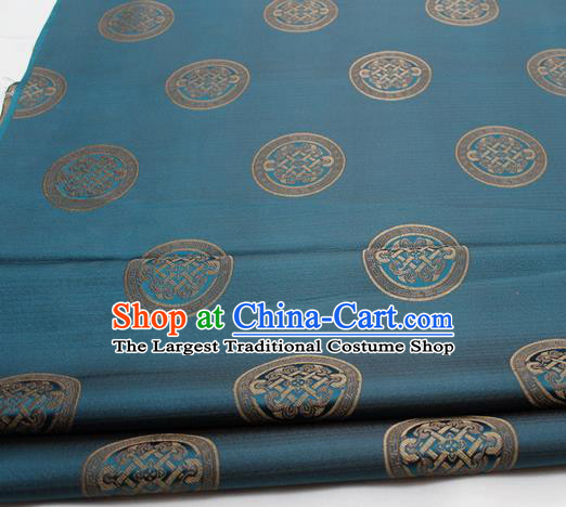 Chinese Traditional Tang Suit Fabric Royal Lucky Pattern Blue Brocade Material Hanfu Classical Satin Silk Fabric