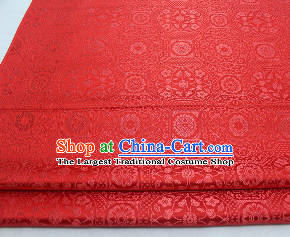 Chinese Traditional Tang Suit Red Satin Fabric Royal Pattern Brocade Material Classical Silk Fabric