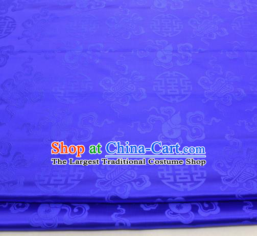 Chinese Traditional Tang Suit Satin Fabric Royal Calabash Pattern Blue Brocade Material Classical Silk Fabric