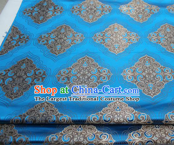 Chinese Traditional Tang Suit Blue Brocade Royal Pattern Satin Fabric Material Classical Silk Fabric