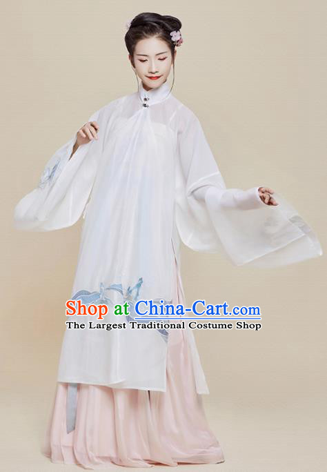 Chinese Traditional Ancient Nobility Dowager Embroidered Hanfu Dress Ming Dynasty Imperial Consort Historical Costume for Women