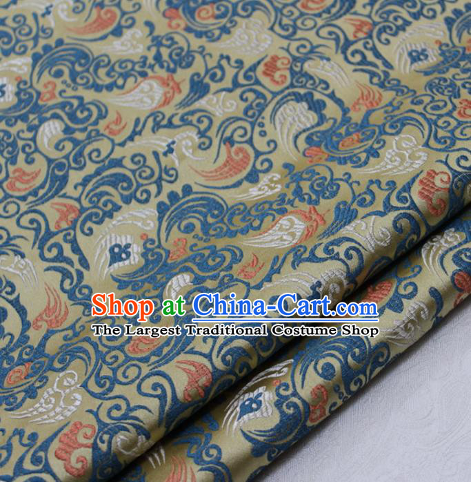 Asian Chinese Traditional Tang Suit Royal Pattern Golden Brocade Satin Fabric Material Classical Silk Fabric