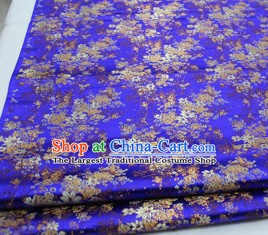 Asian Chinese Traditional Tang Suit Royal Cherry Blossom Pattern Royalblue Brocade Satin Fabric Material Classical Silk Fabric