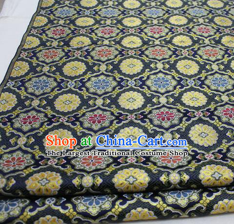 Asian Chinese Traditional Tang Suit Royal Pattern Black Brocade Satin Fabric Material Classical Silk Fabric