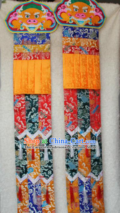 Chinese Traditional Buddhist Colorful Brocade Streamer Tibetan Buddhism Temple Decoration