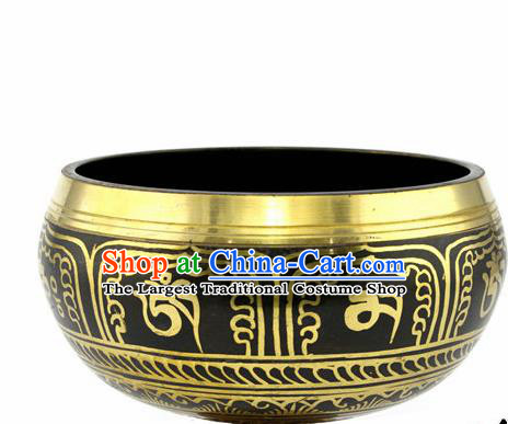 Chinese Traditional Buddhism Copper Sanskrit Bowl Feng Shui Items Buddhist Decoration