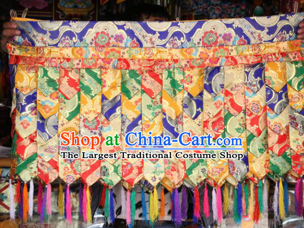 Chinese Traditional Buddhist Brocade Purdah Curtain Tibetan Buddhism Portiere Decoration