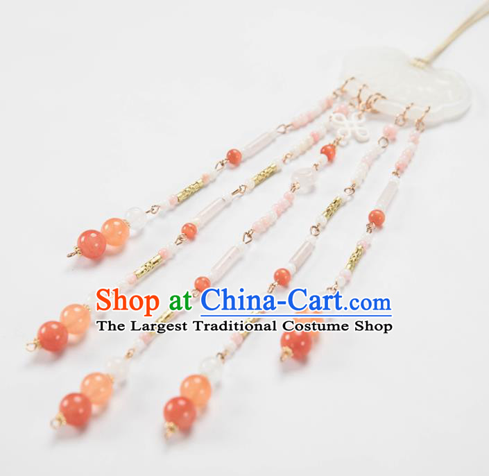 Chinese Traditional Ancient Princess Waist Accessories Hanfu Tassel Jade Pendant for Women