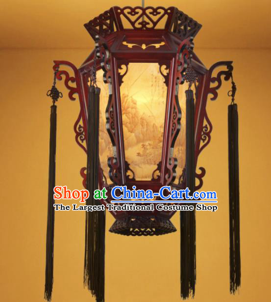 Chinese Traditional Hanging Lantern Handmade Wood Carving Palace Lanterns Ceiling Lamp