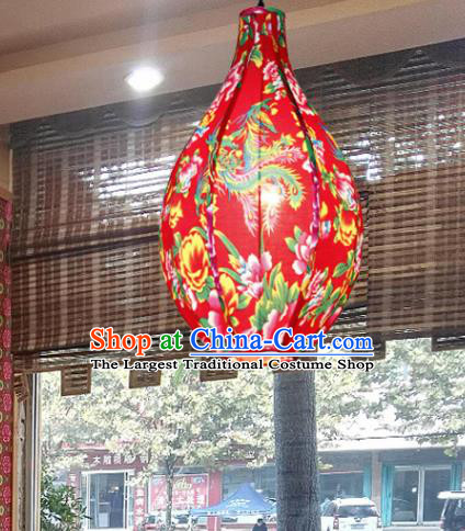 Chinese Traditional Printing Phoenix Peony Red Palace Lantern Handmade New Year Lanterns Hanging Lamp