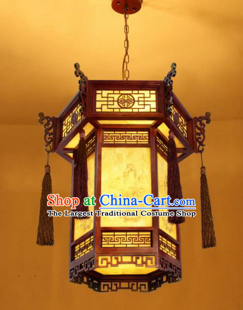 Chinese Traditional Wood Carving Tassel Palace Lantern Handmade Hanging Lanterns Ceiling Lamp