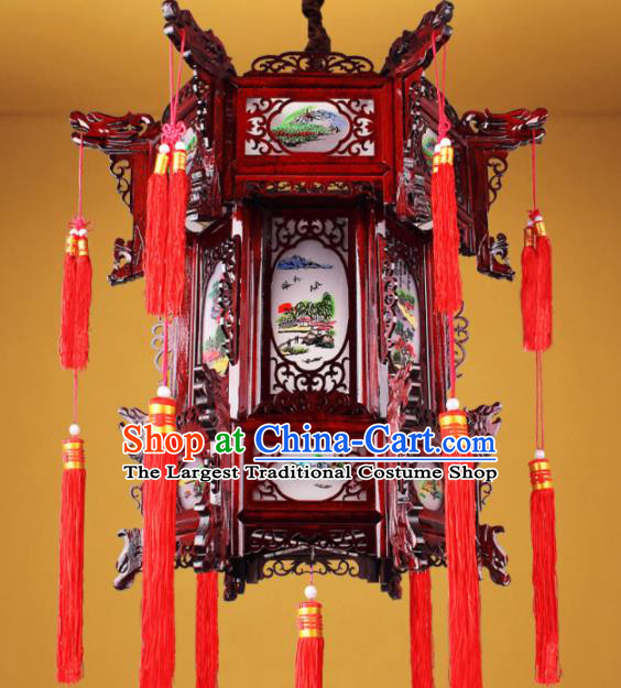 Chinese Traditional Handmade Wood Carving Palace Lantern Classical Hanging Lanterns Ceiling Lamp