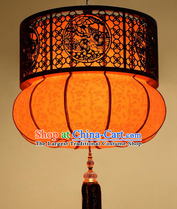 Chinese Traditional Handmade Wood Carving Pumpkin Palace Lantern Classical Hanging Lanterns Ceiling Lamp