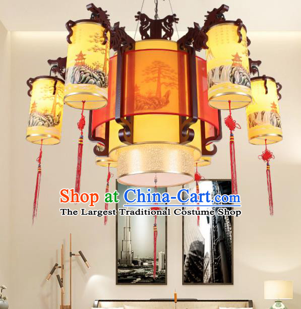 Chinese Traditional Six Lights Ceiling Palace Lantern Handmade New Year Classical Lanterns Hanging Lamp