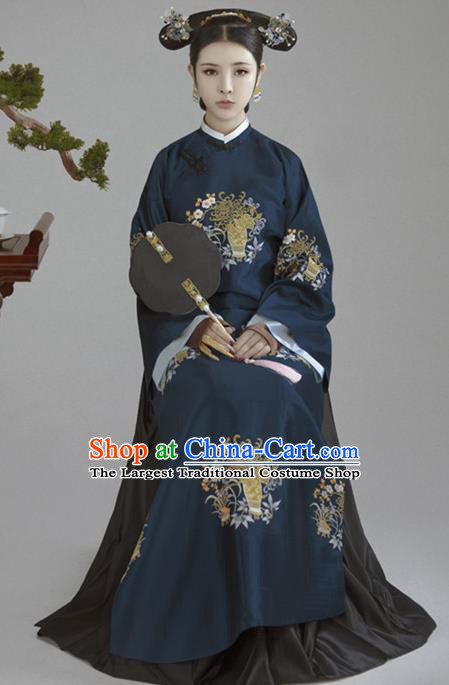 Chinese Ancient Court Empress Hanfu Dress Traditional Qing Dynasty Manchu Queen Historical Costume for Women