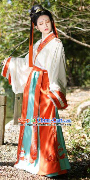 Chinese Ancient Jin Dynasty Court Maid Dress Traditional Hanfu Clothing Princess Historical Costume for Women