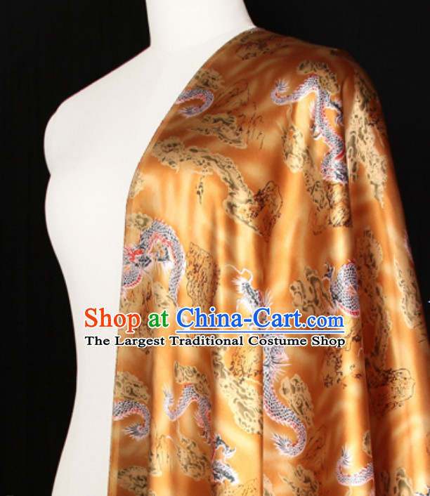 Classical 100% Pure Silk Round Dragon Pattern Fabric Chinese Royal Silk Fabrics