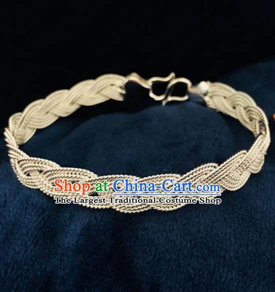 Chinese Traditional Mongol Nationality Sliver Bangle Mongolian Ethnic Bracelet Accessories for Women