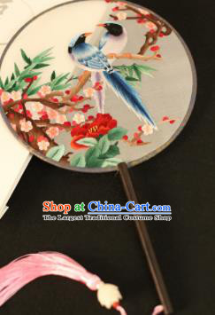 Chinese Traditional Embroidered Magpie Round Fans Classical Hanfu Palace Fans for Women