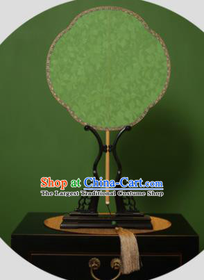 Chinese Traditional Handmade Kesi Green Silk Fans Classical Palace Fans for Women