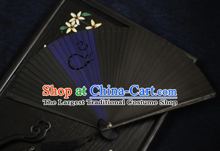 Chinese Handmade Carving Zodiac Snake Bamboo Fans Classical Accordion Traditional Folding Fans for Women