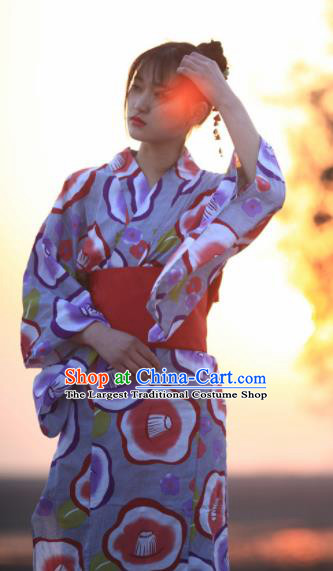 Japanese Traditional Handmade Printing Furisode Kimono Dress Asian Japan Geisha Yukata Costume for Women