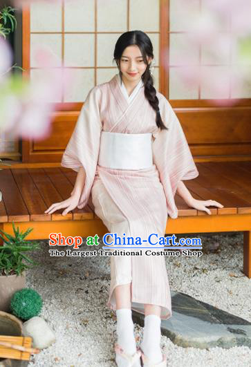 Japanese Traditional Handmade Pink Kimono Dress Asian Japan Geisha Yukata Costume for Women