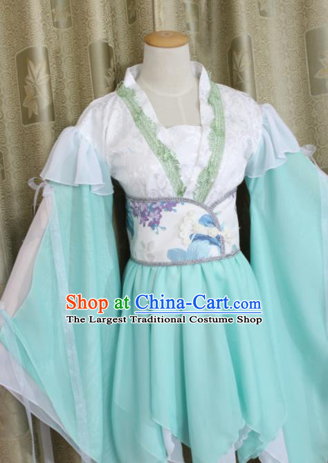 Chinese Traditional Cosplay Swordswoman Costume Ancient Peri Green Hanfu Dress for Women