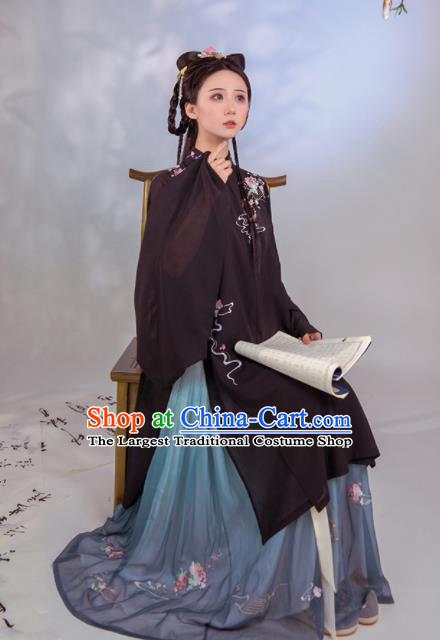 Chinese Ancient Peri Embroidered Hanfu Dress Ming Dynasty Court Princess Historical Costume for Women