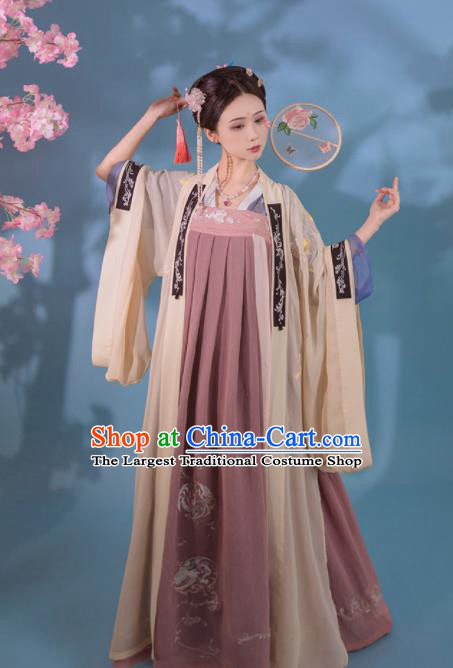 Chinese Ancient Imperial Consort Embroidered Hanfu Dress Tang Dynasty Historical Costume for Women