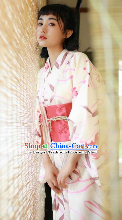 Handmade Japanese Traditional Costume Geisha White Furisode Kimono Dress Asian Japan Yukata for Women