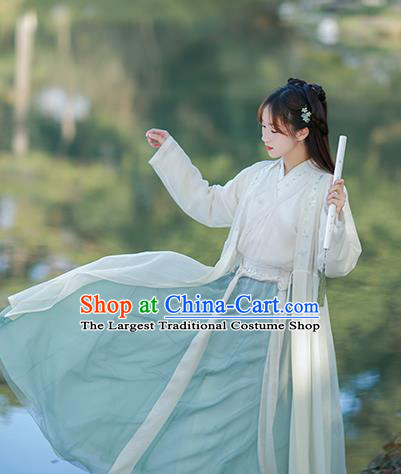 Chinese Ancient Nobility Lady Embroidered Hanfu Dress Song Dynasty Historical Costume for Women