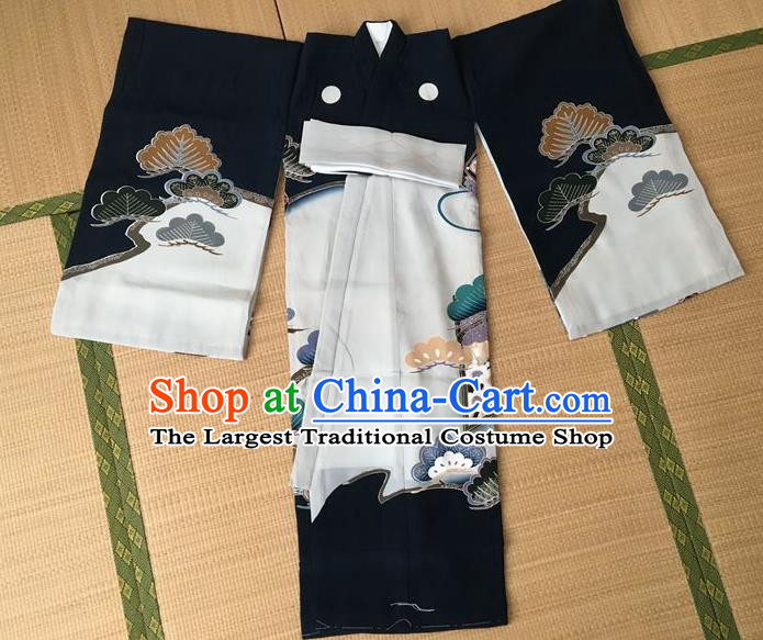 Japanese Traditional Handmade Printing Kimono Asian Japan Boys Yukata Costume for Kids