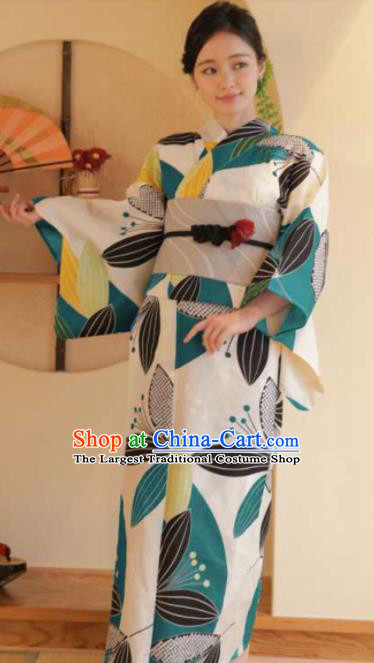 Japanese Traditional Printing Kimono Asian Japan Costume Geisha Yukata Dress for Women