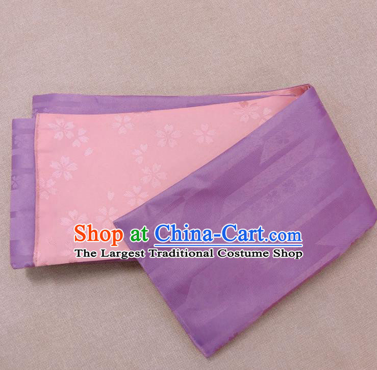 Japanese Traditional Pattern Purple and Pink Brocade Yukata Waistband Asian Japan Handmade Kimono Belts for Women