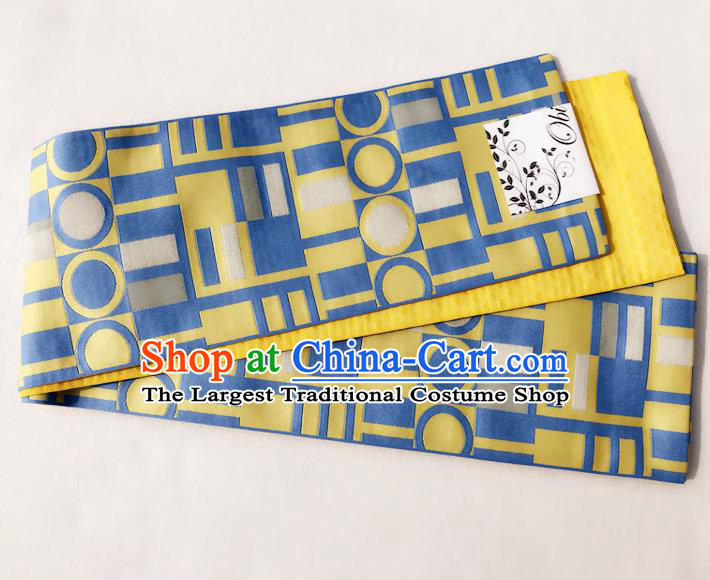 Japanese Traditional Double Side Yellow Yukata Waistband Asian Japan Handmade Kimono Belts for Women