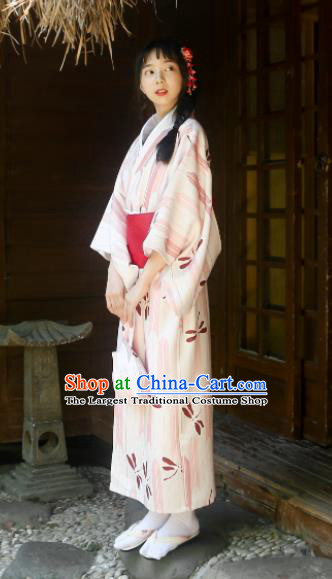 Traditional Japanese Classical Printing Dragonfly Kimono Asian Japan Costume Geisha Yukata Dress for Women