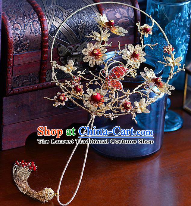 Traditional Chinese Ancient Dragonfly Palace Fans Handmade Wedding Accessories Fans for Women