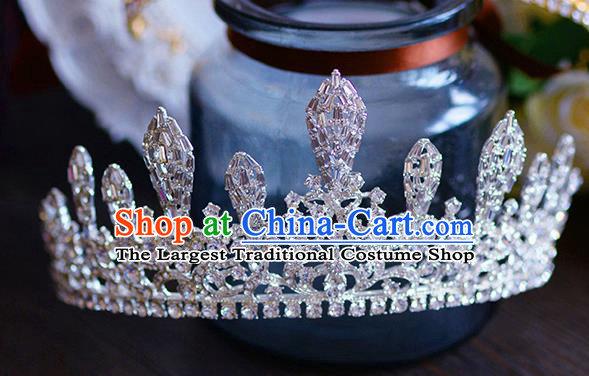 Handmade Baroque Queen Crystal Royal Crown European Wedding Hair Accessories for Women