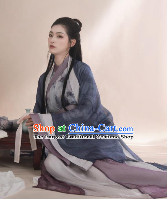 Ancient Chinese Jin Dynasty Princess Historical Costume Traditional Swordswoman Hanfu Dress for Women