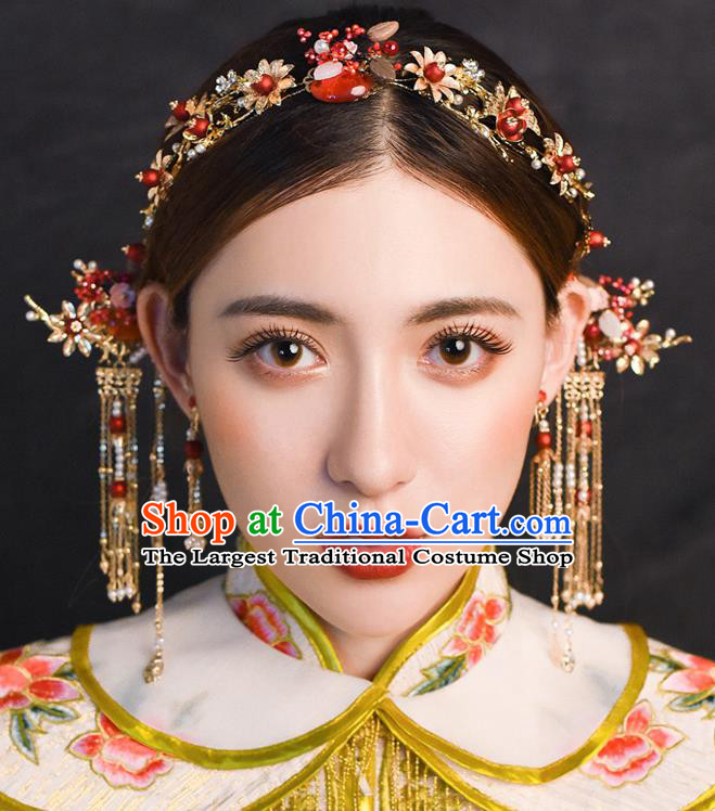 Traditional Chinese Ancient Hanfu Tassel Hair Clasp Bride Hairpins Handmade Wedding Hair Accessories for Women