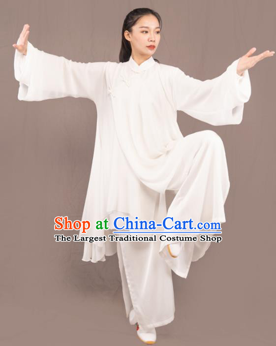 Traditional Chinese Martial Arts White Costume Professional Tai Chi Competition Kung Fu Uniform for Women