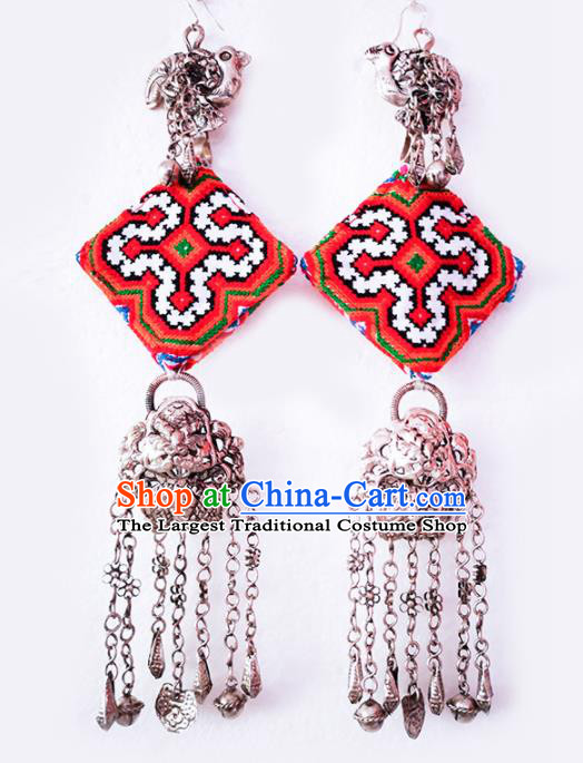 Chinese Traditional National Accessories Embroidered Earrings for Women