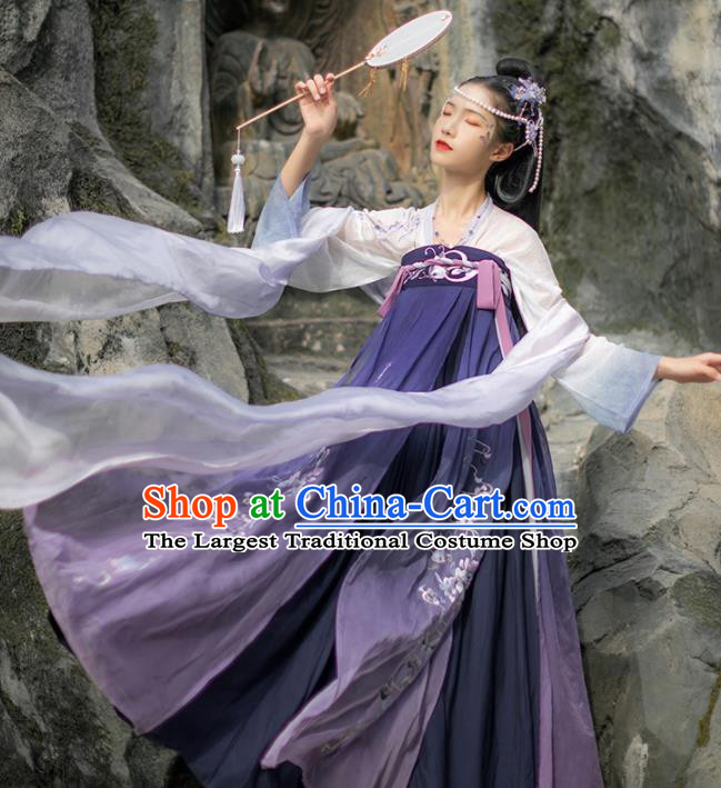 Chinese Traditional Embroidered Hanfu Dress Tang Dynasty Palace Princess Historical Costume for Women