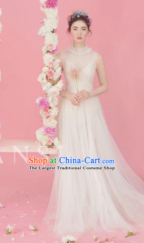 Top Grade Chorus Compere Costume Wedding Modern Dance Party Catwalks White Veil Full Dress for Women