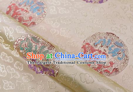 Asian Chinese Traditional Dragon Pattern White Brocade Cheongsam Silk Fabric Chinese Fabric Material