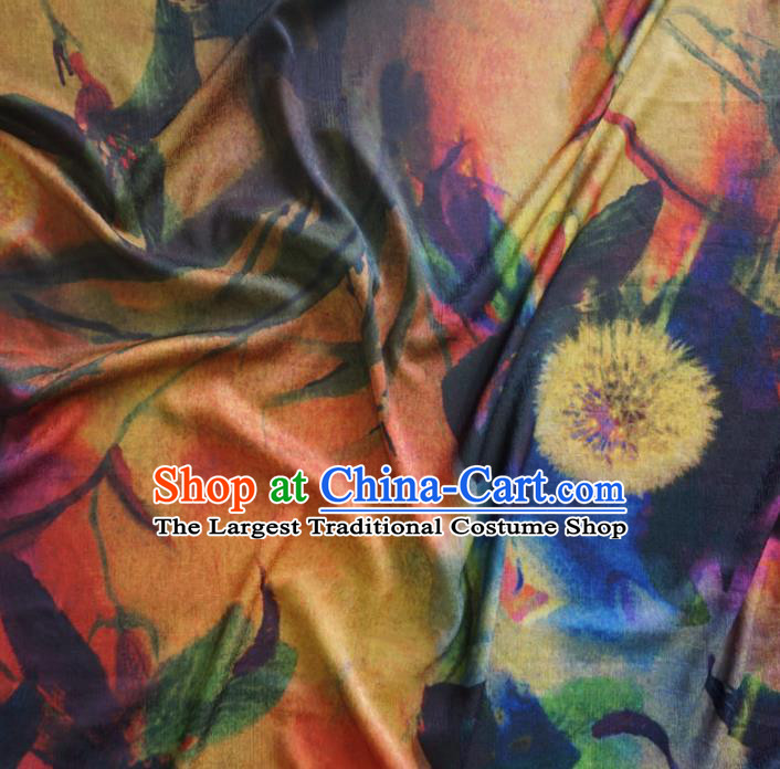 Asian Chinese Traditional Dandelion Pattern Watered Gauze Cheongsam Silk Fabric Chinese Fabric Material